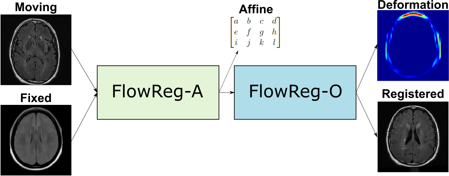 screenshot showing the optical flow registration witha fixed moving and final registered image